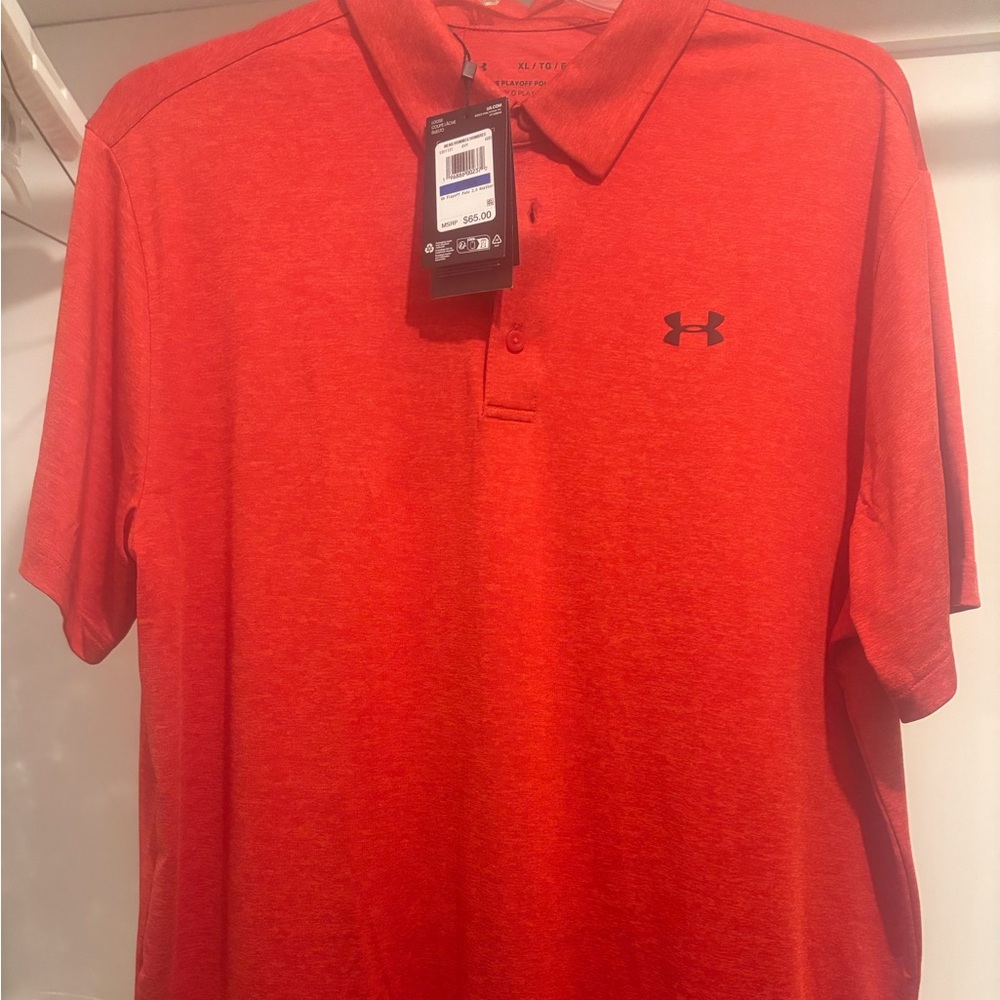 Under Armour Mens Playoff Polo 2.0 Heather Orange Short Sleeve Golf Shirt XL NWT